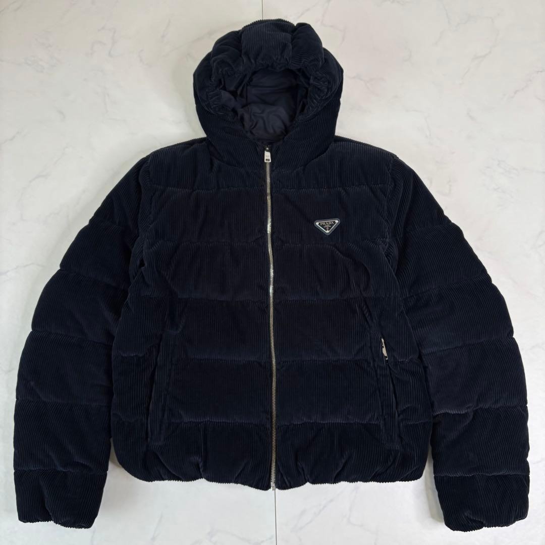 PRADA - 極美品 PRADA プラダ コーデュロイ ダウンジャケット ネイビー