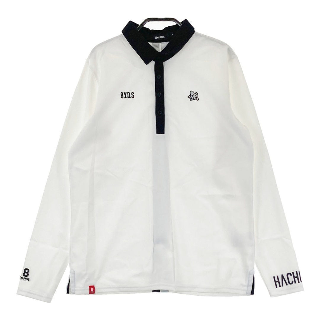 サイズ：L 8YARDS ハチヤーズ 長袖ポロシャツ ホワイト系