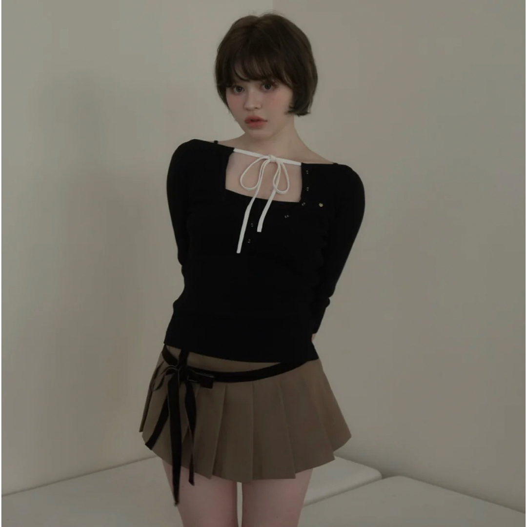Hein ribbon knit tops andmary Blackの通販 by ma｜ラクマ