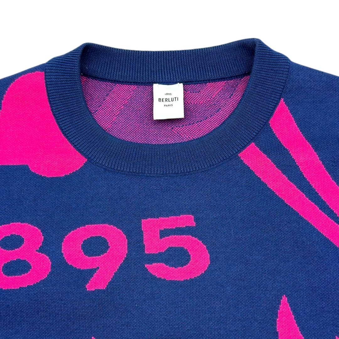 BERLUTI - ベルルッティ Berluti 総柄ニットシャツ ブルー コットン