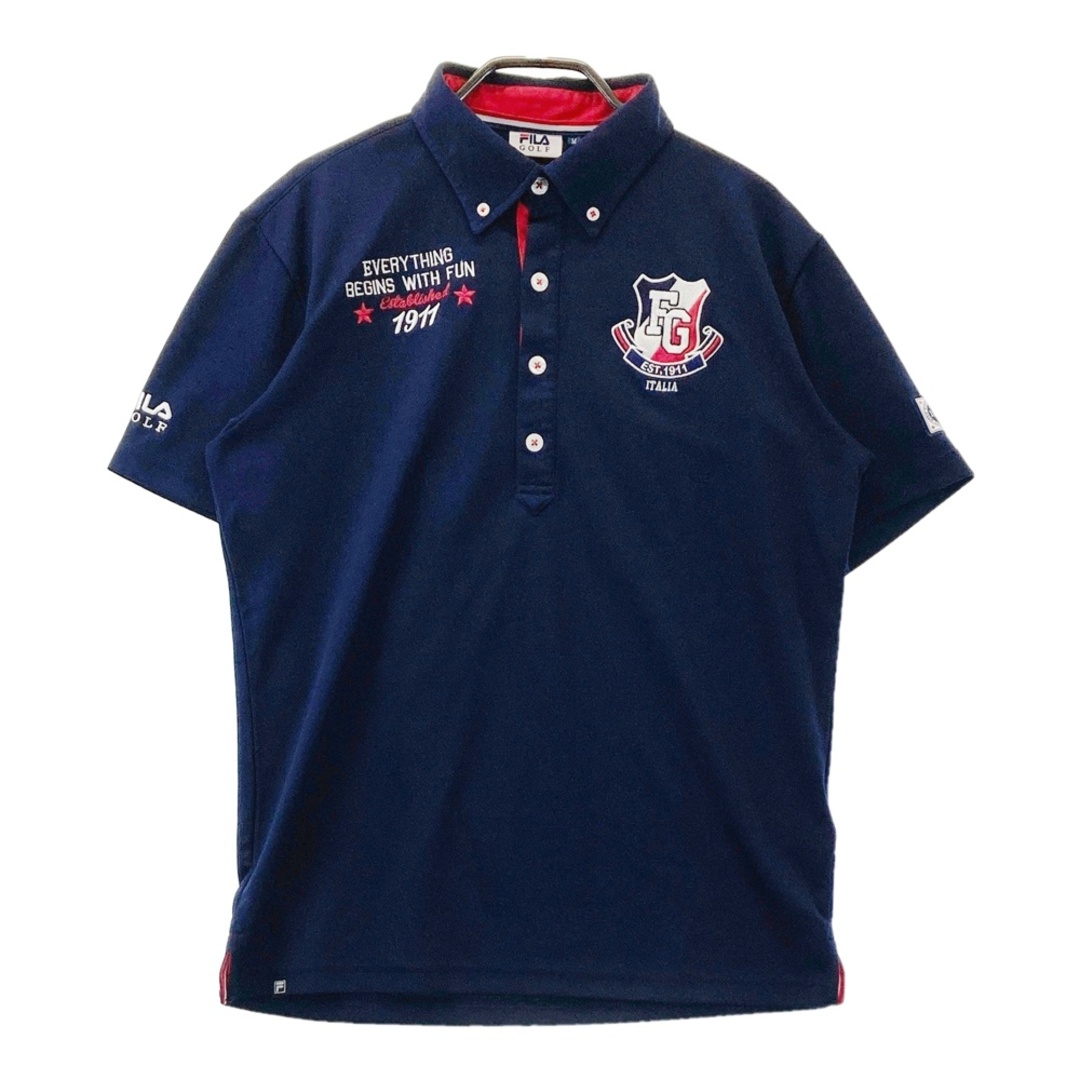 サイズ：M FILA GOLF フィラゴルフ 半袖ポロシャツ ネイビー系