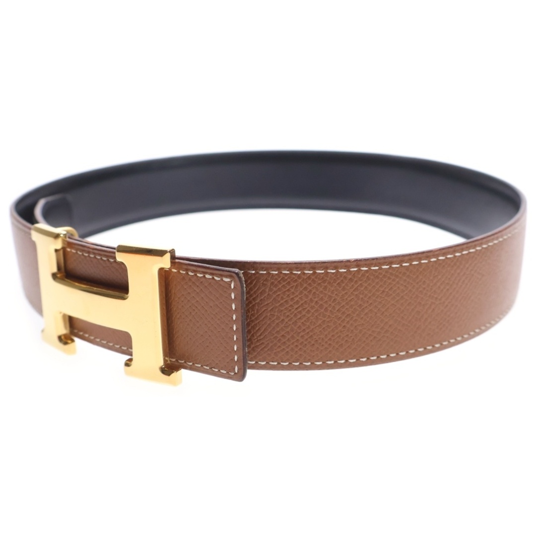 HERMES H型ゴールドバックル ブラウンレザーベルト 90cm HERMES