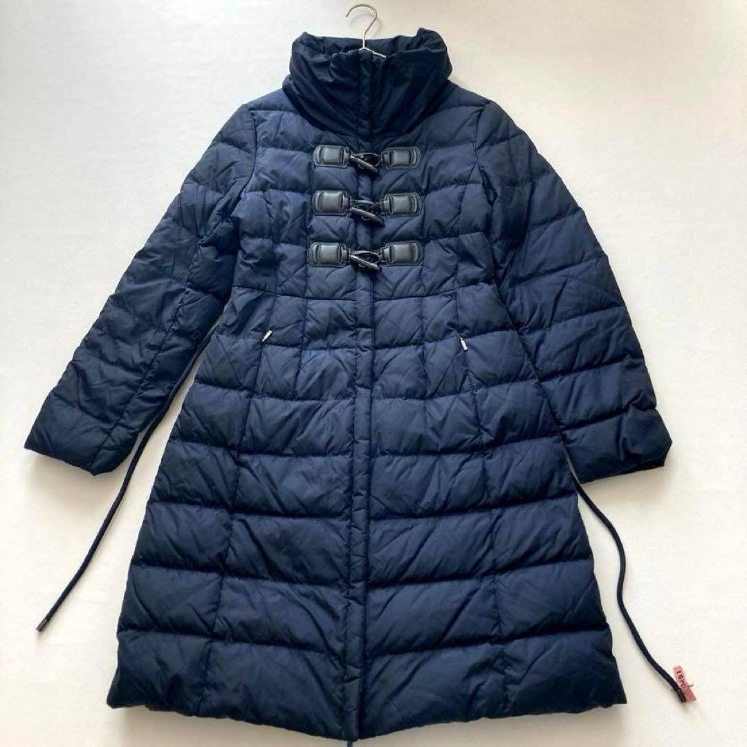 2WAY】MaxMara ダッフルダウンコート Aライン ベルト 紺 40