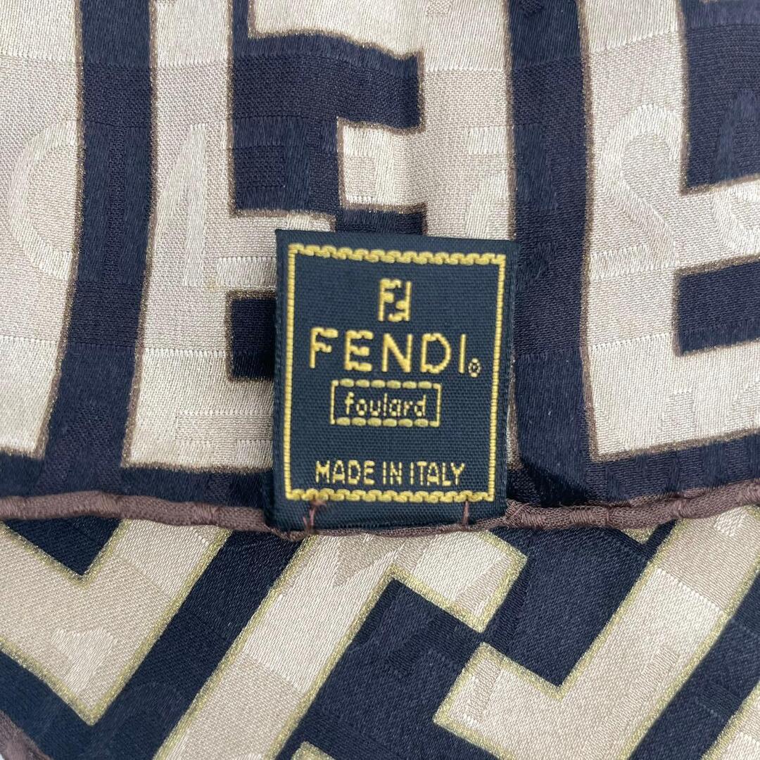 FENDI フェンディ スカーフ 大判 シルク FFロゴ ズッカ ベージュ 美品