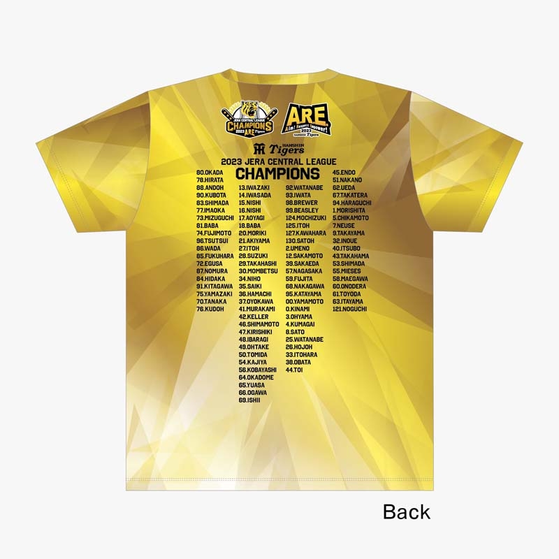 2023 JERA セ・リーグ優勝記念 Tシャツ（イエロー） : 阪神タイガース