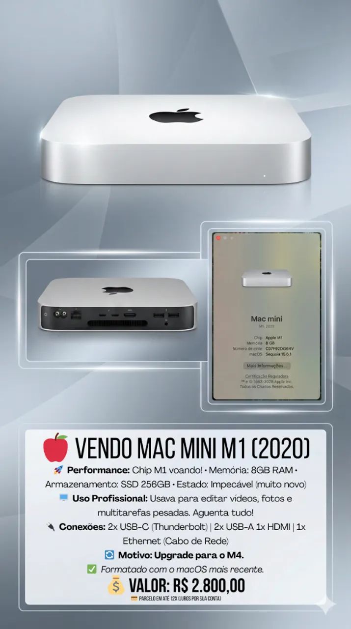 Mac Mini M1 Apple (2020) 8GB 256GB SSD - Estado de Zero