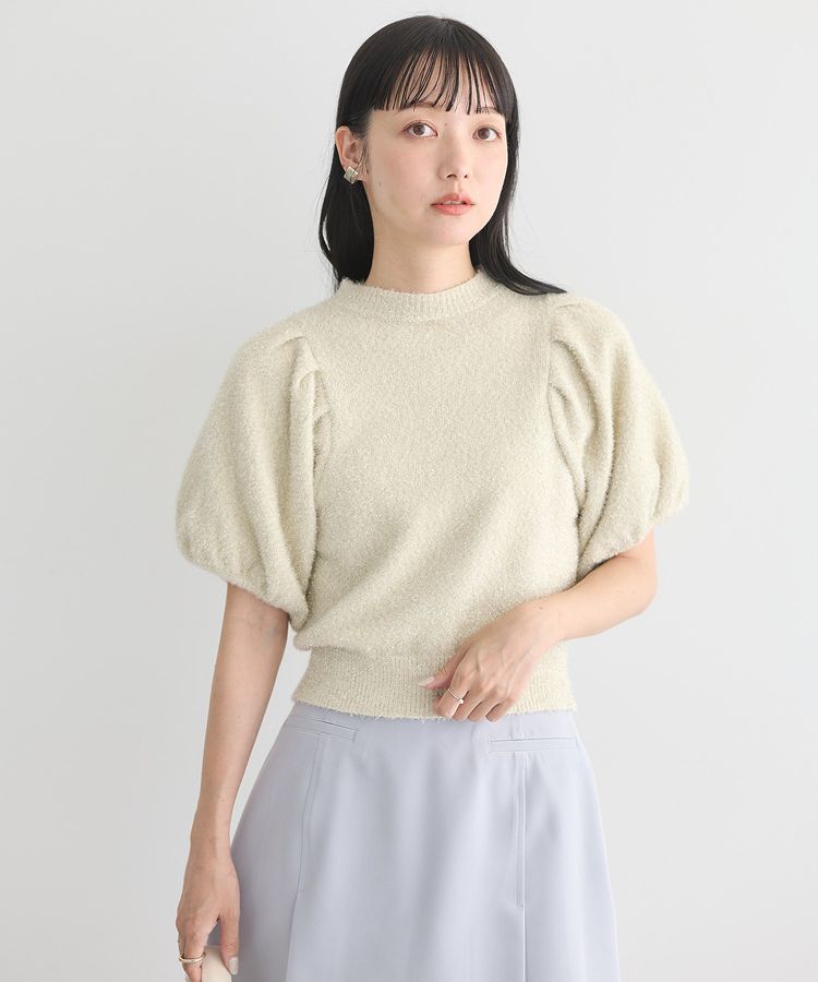 ボリュームスリーブラメニットプルオーバー/earth music&ecology