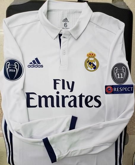 レアル、マドリード（H）16/17 選手支給 長袖 UEFA CL用 ベイル＃11