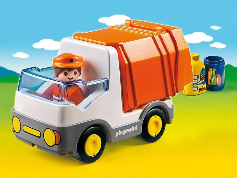 PLAYMOBIL プレイモービル］1.2.3 ゴミ収集車 - 木のおもちゃ 赤ちゃん