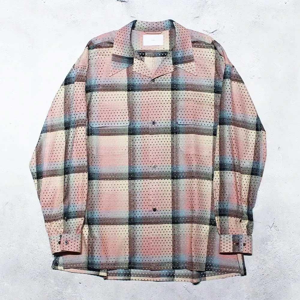 シュガーヒル パンチングレーヨンオンブレプラッドオープンカラー