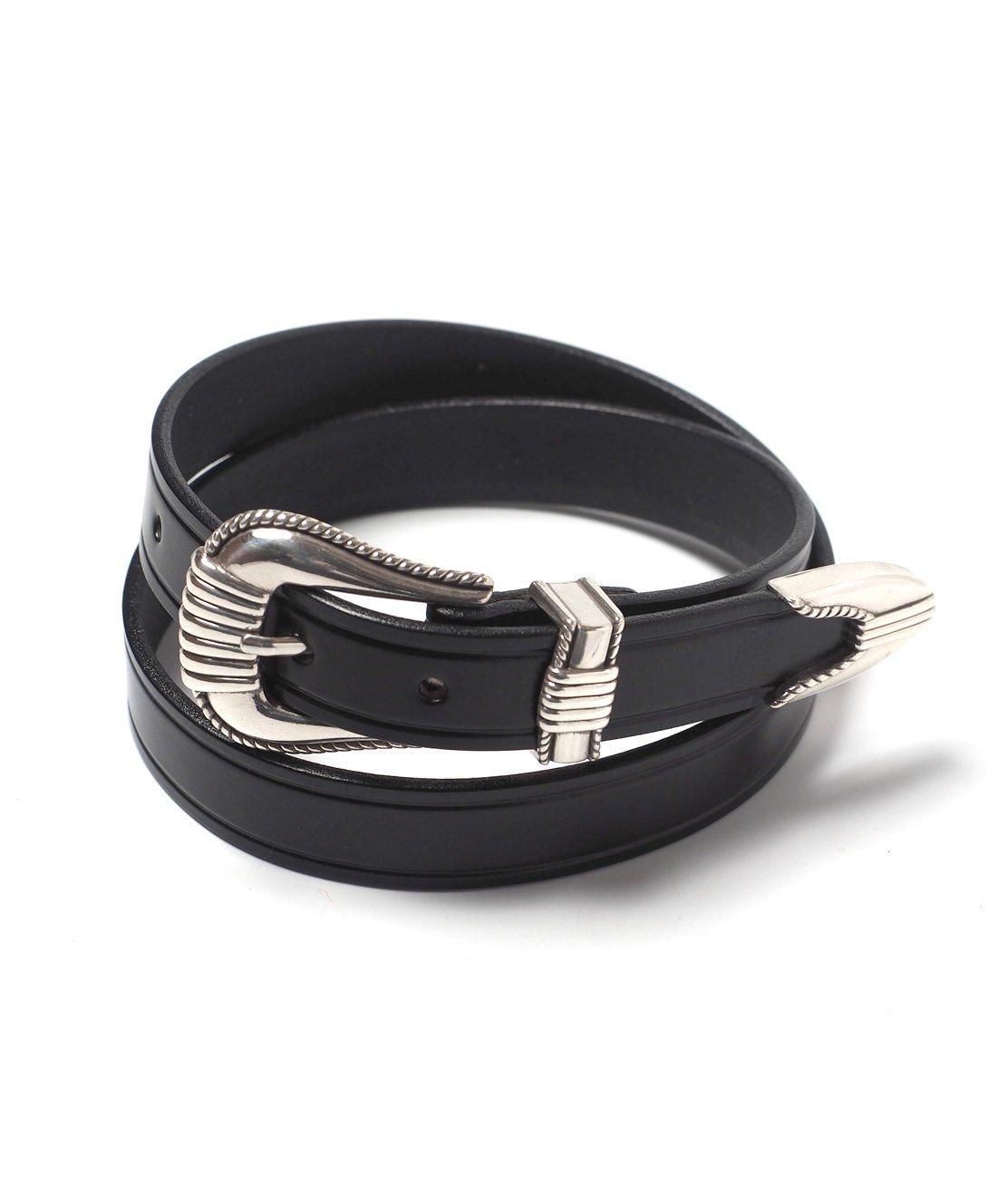TORY LEATHER】3PIECE CREASED SILVER BUCKLE BELT - BLACK ベルト