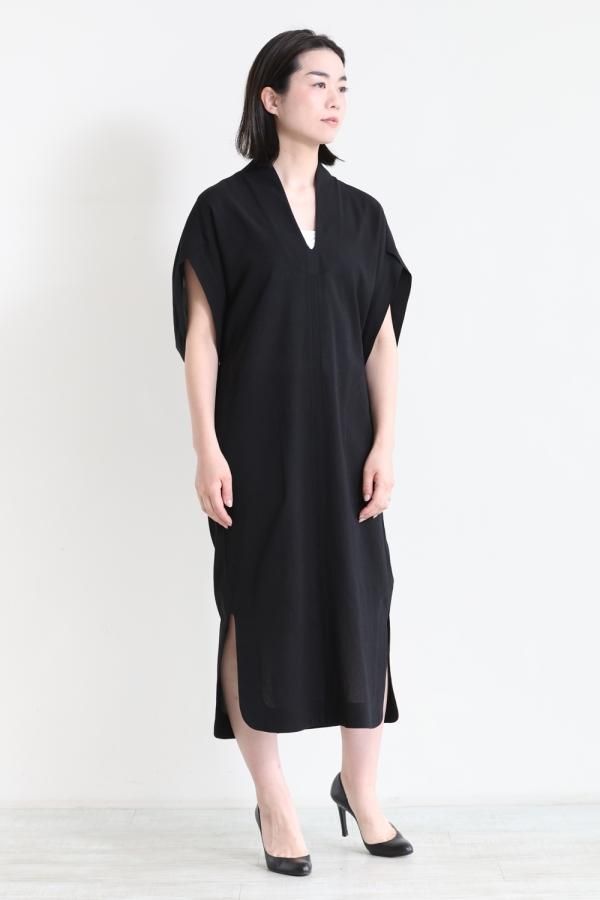 Mame Kurogouchi(マメ) Crepe Deep V-Neck Dress - YAMAROKU（ヤマロク