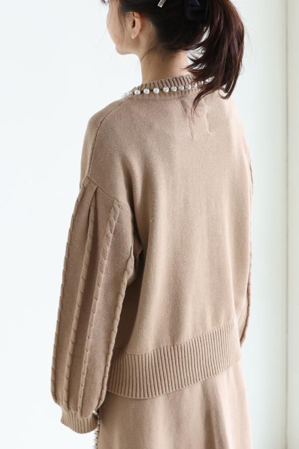 MUVEIL(ミュベール) パールニットプルオーバー beige - YAMAROKU