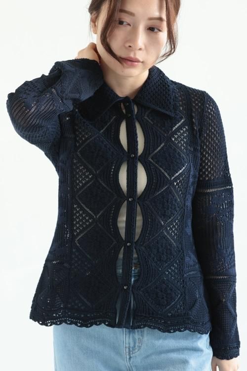 Mame Kurogouchi(マメ) Cotton Lace Knitted Cardigan - YAMAROKU
