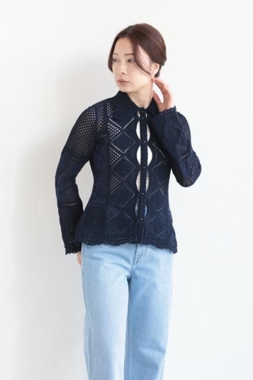 Mame Kurogouchi(マメ) Cotton Lace Knitted Cardigan - YAMAROKU