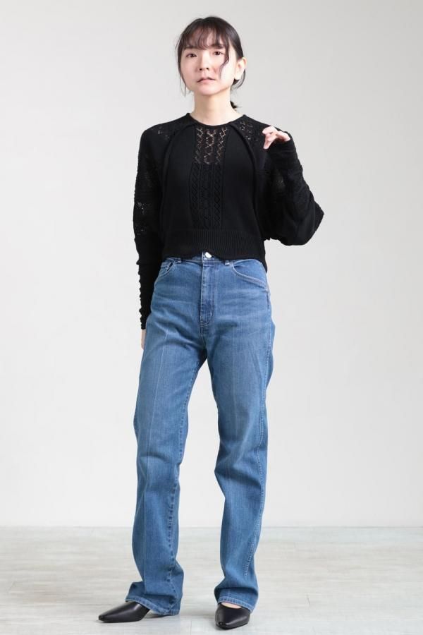 Mame Kurogouchi(マメ) Lace Knitted Top BLACK - YAMAROKU（ヤマロク