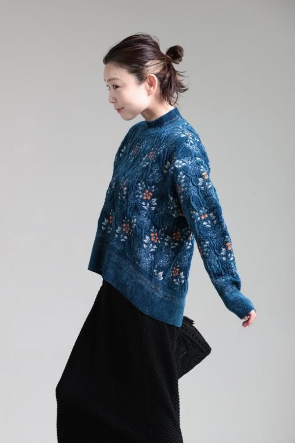 Mame Kurogouchi(マメ) Floral Motif Chenille Knitted Top - YAMAROKU
