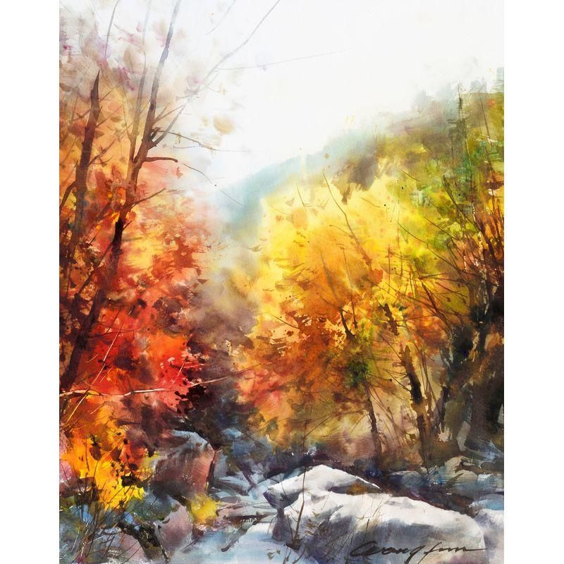 王 軍 「紅葉の季節（昇仙峡）」 水彩6号大 - 一枚の繪オンラインショップ