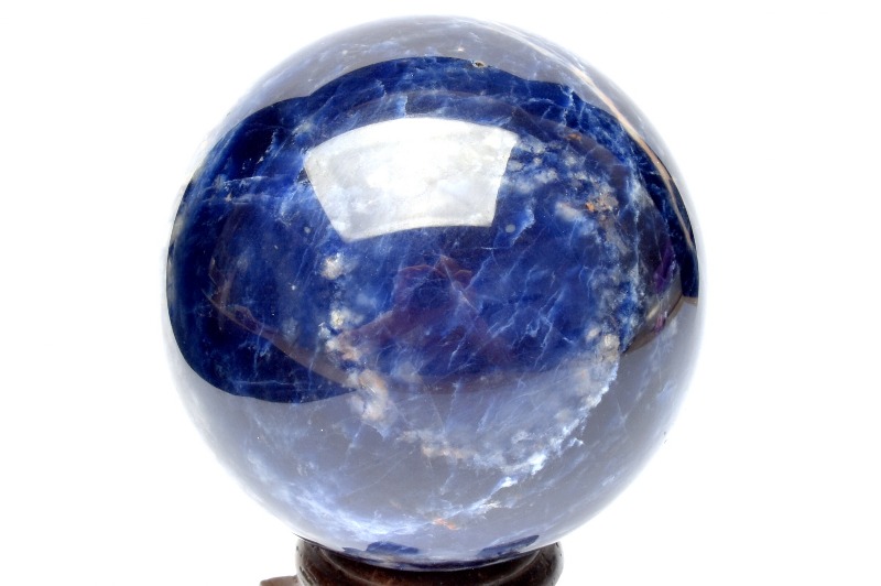 1点物】美しい群青カラー ソーダライト 57mm 丸玉(台座付き) スフィア