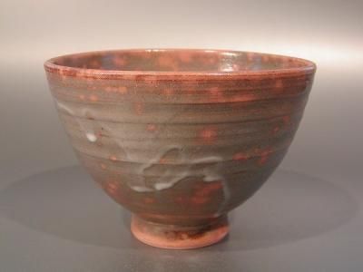 茶碗 紅鹿背 朝日焼 N-079、15世 松林豊斎 朝日窯作【 完売