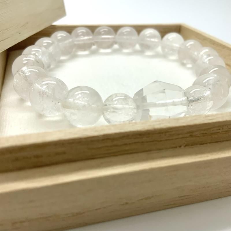 乙女鉱山水晶切子玉/黒平鉱山産水晶ブレスレット 10mm玉 】 乙女水晶