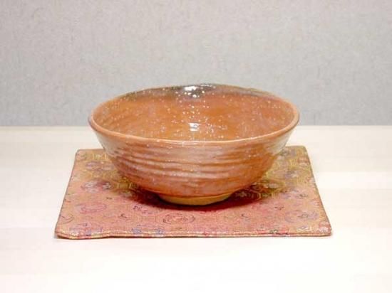 京焼・清水焼 醍醐窯 島 荷平（初代） 作 赤楽平茶碗 無傷 箱合 保証