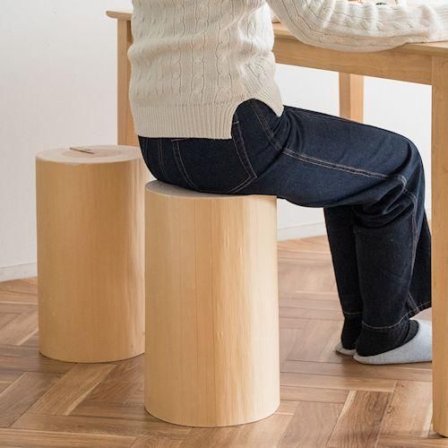 デザイナーズスタイル/吉野杉使用丸太マルチスツールCV【高さ42cm日本