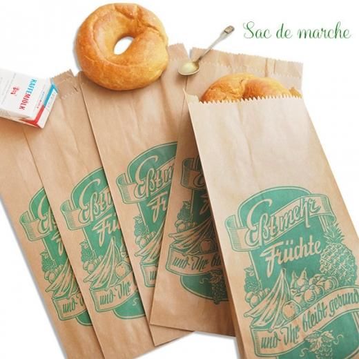 マルシェ袋 ドイツ 海外市場の紙袋（フルーツC）5枚セット