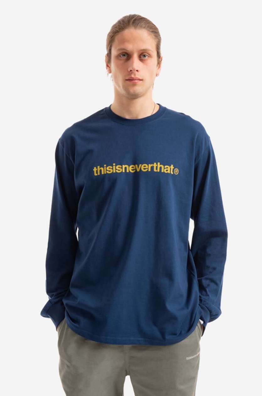 thisisneverthat cotton longsleeve top T-Logo L/S Tee navy blue