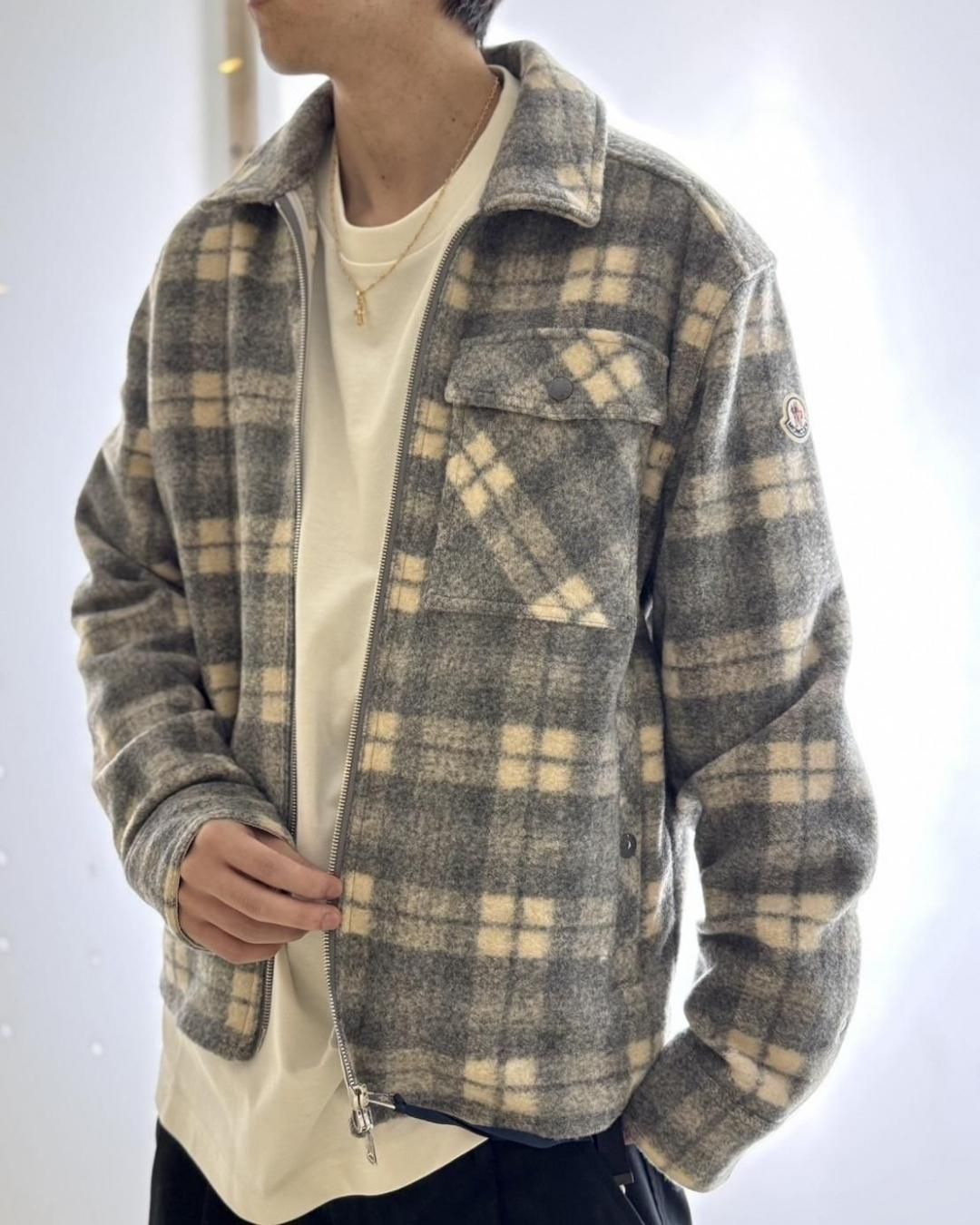 モンクレール メンズ｜CAMICIA | チェックシャツ ジャケット｜グレー