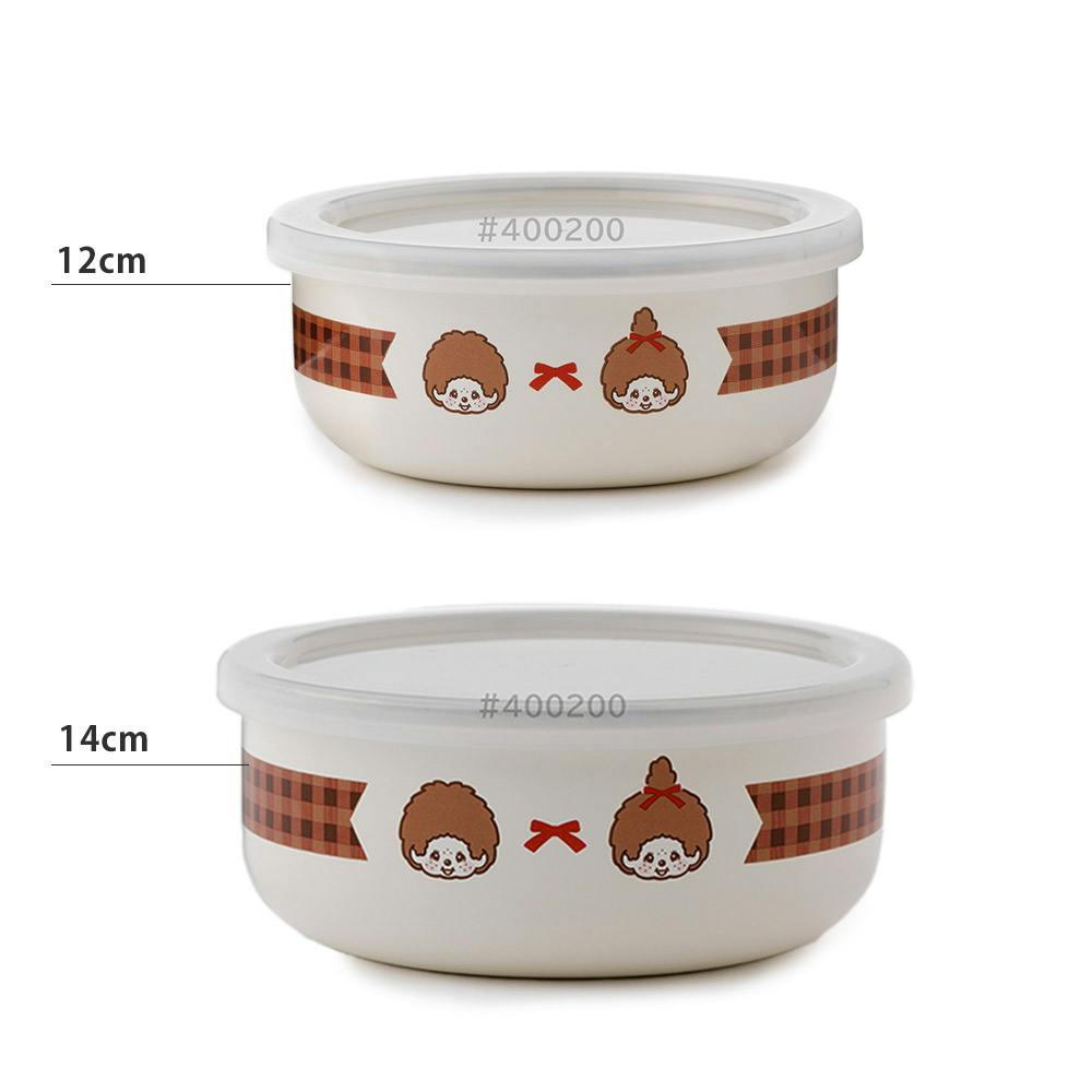 モンチッチ チェック 14cm 丸型容器 ホーロー容器 800ml 富士ホーロー