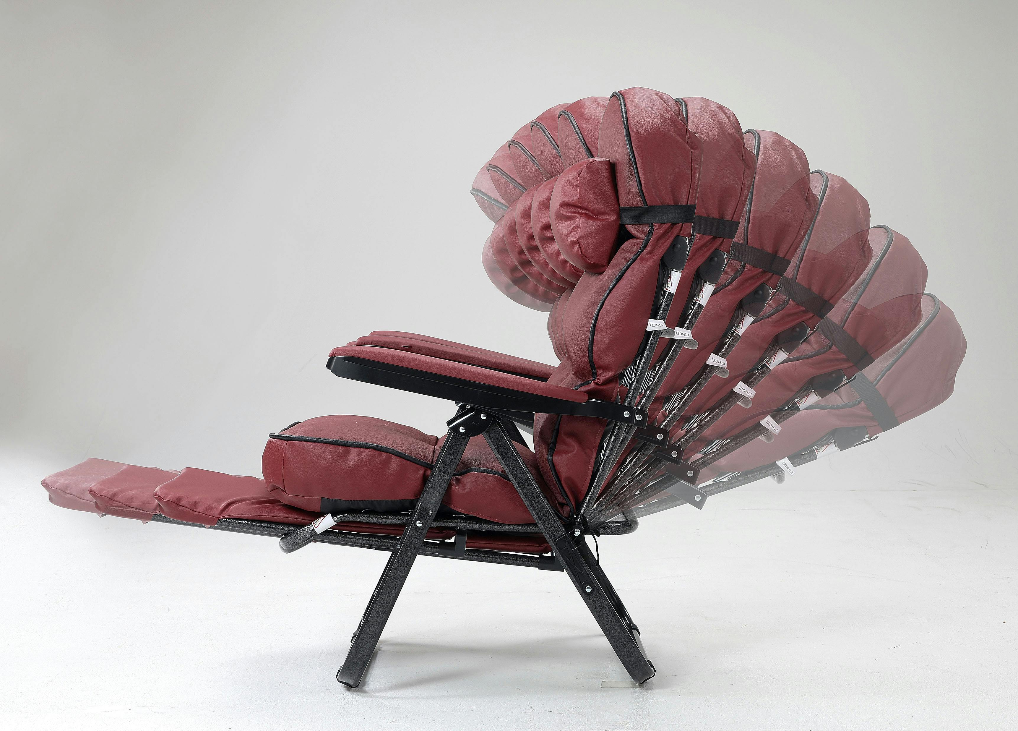 タック Vita 本革スライド式リクライニングチェア ワインレッド TAN