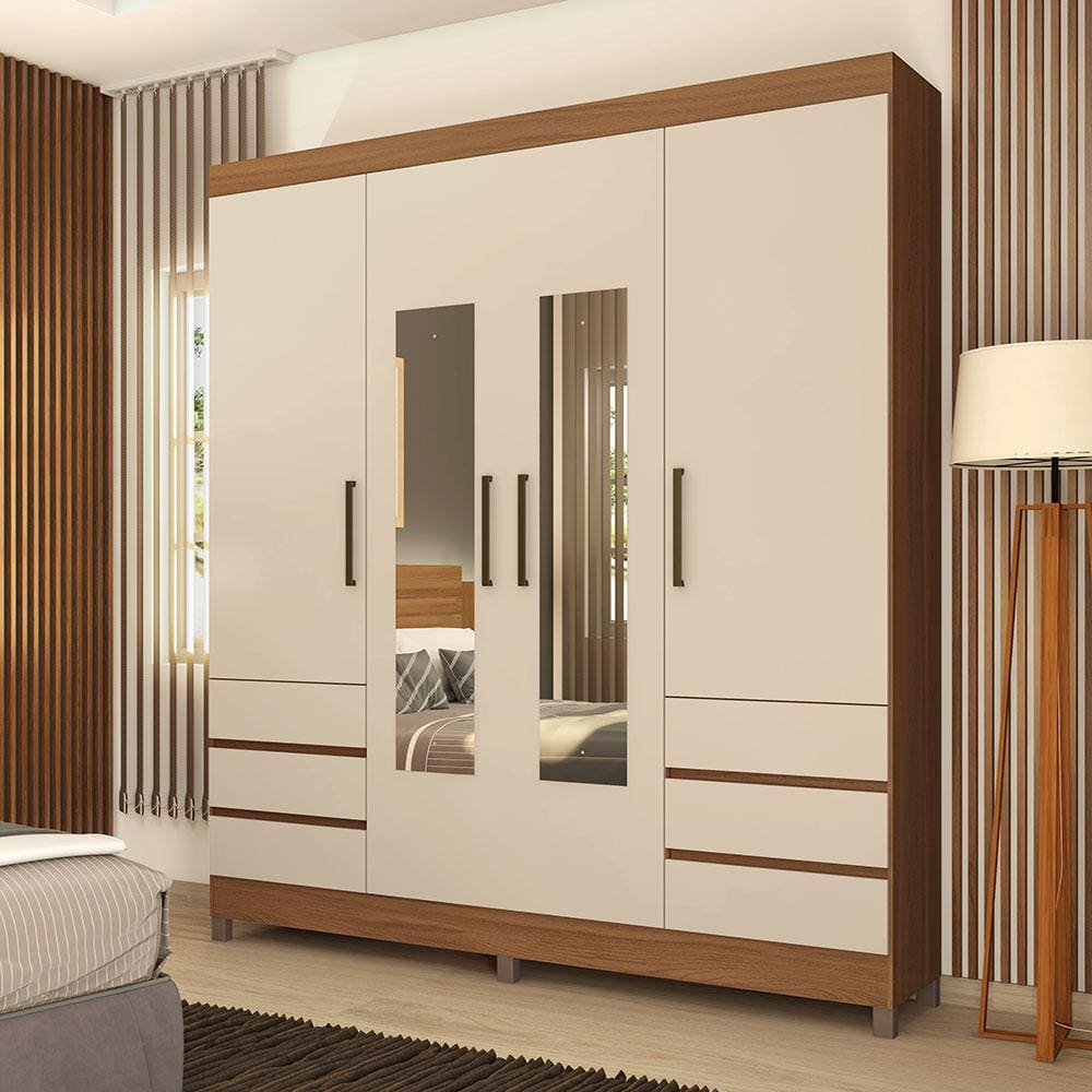 Guarda Roupa Casal Open 6 Portas e 6 Gavetas N566 Nogueira