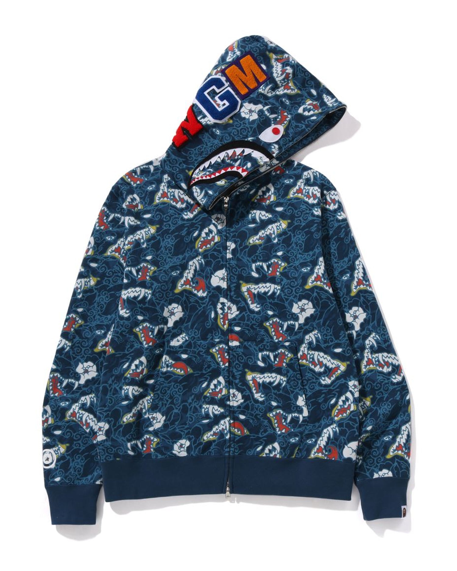 A BATHING APE® Japanese Tattoo Camo Shark Fz Hoodie | Bape