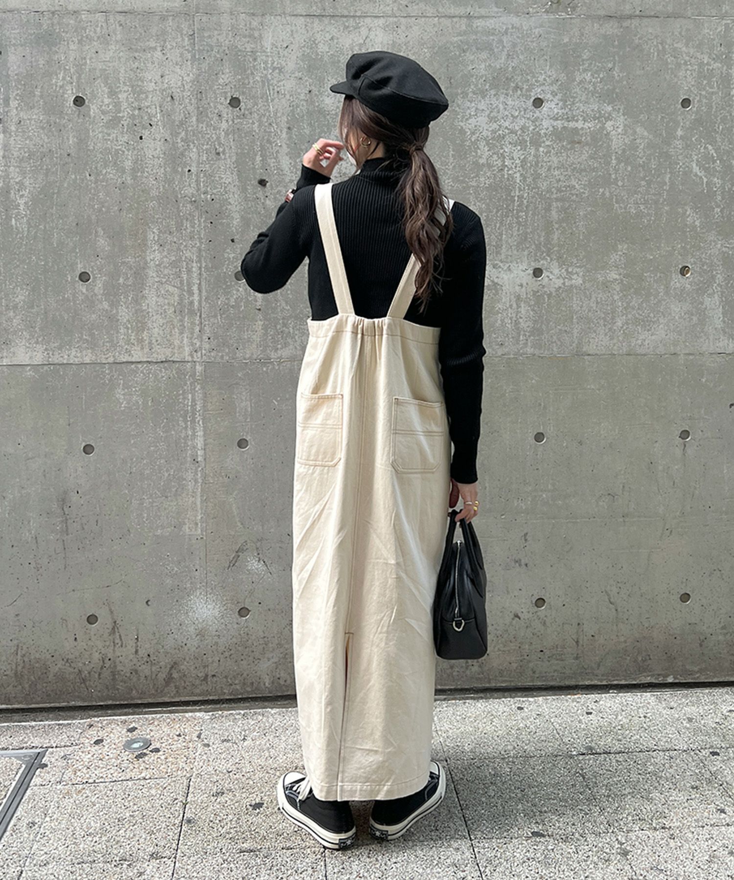 ハーフジップロングジャンパースカート | Half zip long jumper skirt