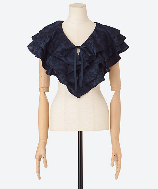 embroidery frill neck F26S26 | FUMIE