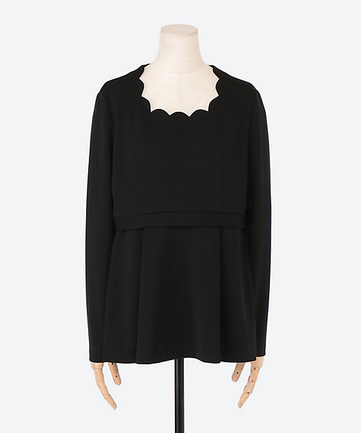 SCALLOP CUTSEW BLOUSE | hue DAY TO EVENING