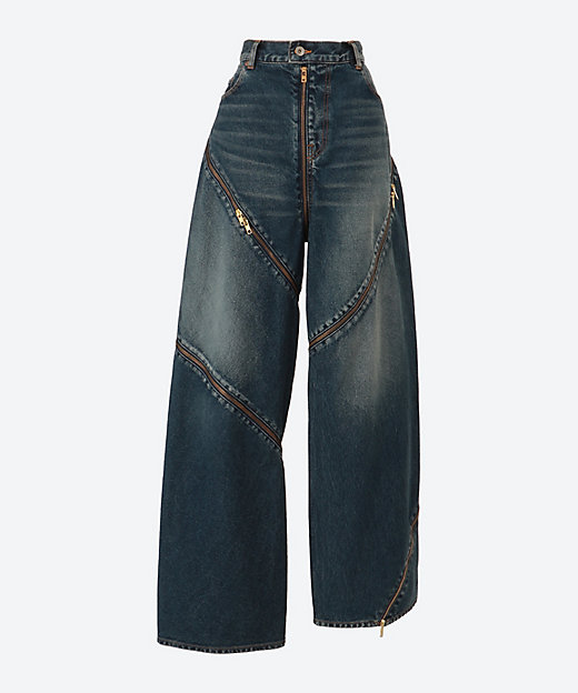 FILLETED ZIP DENIM PANTS 6S