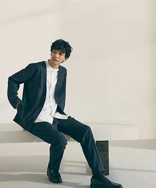 セットアップ対応】デニムライクジャージー ノーカラージャケット