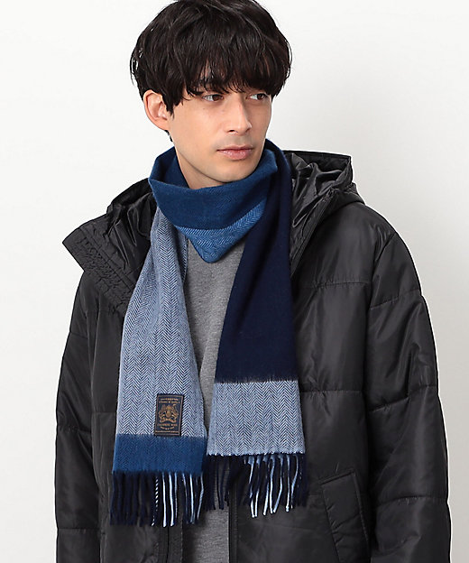 ウールカシミヤ】 ブロックチェック マフラー（4782RI03