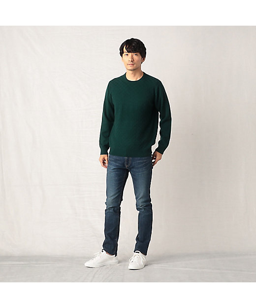 ウールカシミヤ 市松柄クルーネックニット（0734KE05