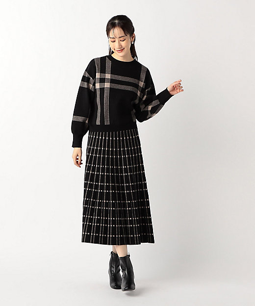 チェック柄 ニットスカート ／ セットアップ対応（1250FI15