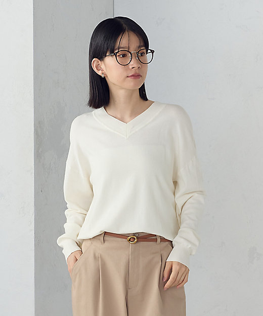 ウォッシャブル】ベーシック Vネックオーバーサイズニット