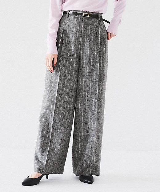 ゆったり／日本製／こなれ感】ラメストライプパンツ