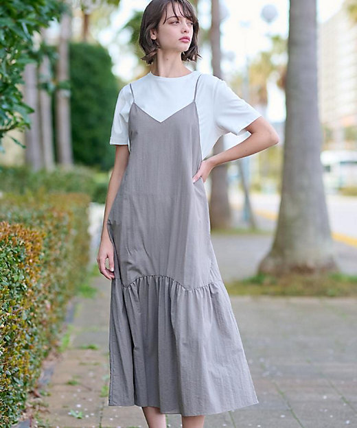 接触冷感／撥水】タフタキャミワンピース（2002432397