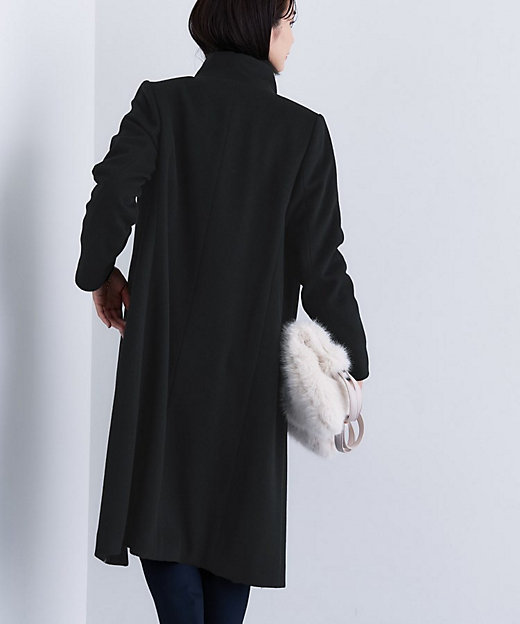 名品コート／日本製】ウール100％スタンドカラーロングコート