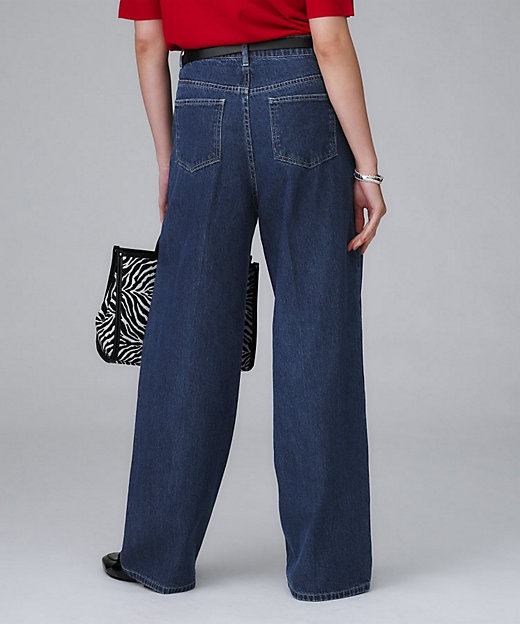 グレー／ブルー／ジーンズ】ソフトワイドデニムパンツ