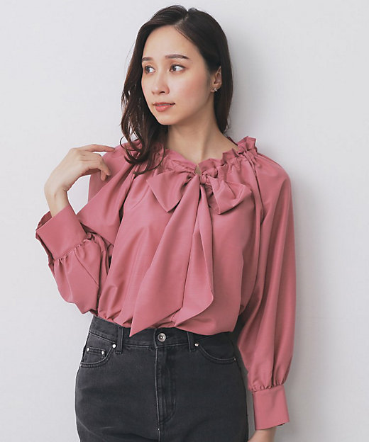 ボウタイフリルギャザーブラウス【洗濯機OK】（2002530971