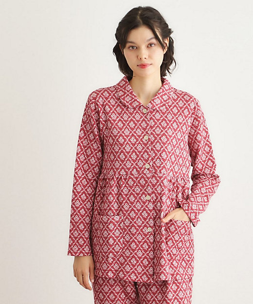 中わた入り マリートレリス柄プリント ニットキルトパジャマ