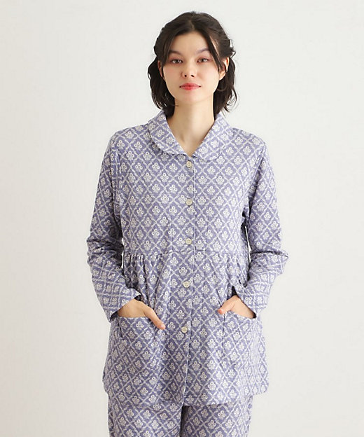 中わた入り マリートレリス柄プリント ニットキルトパジャマ